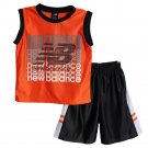 New Balance Boys 2 Piece Athletic OrangeSleevless Shirt Mesh Basketball Shorts7