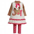 BonnieBaby Girls ReindeerJOYChristmas HolidayFleeceDressw/Legging 3-6months