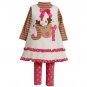 BonnieBaby Girls ReindeerJOYChristmas HolidayFleeceDressw/Legging 3-6months