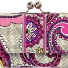 VERA BRADLEY Small Kisslock Wallet Paisley Meets Plaid trifold