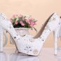 Party Shoes, Prom Shoes, Bridal Shoes--Round Toe Pearls with Crystal Flower Pattern Bridal Pumps