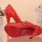 Party Shoes, Prom Shoes, Bridal Shoes--Mixed Red Crystal Rhinestone Pattern High Heel Platform Shoes