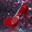 Party Shoes, Prom Shoes,Wedding Shoes--Red Elegant Crystal Rhinestone Peafowl Bridal High Heels