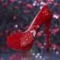 Party Shoes, Prom Shoes,Wedding Shoes--Red Elegant Crystal Rhinestone Peafowl Bridal High Heels