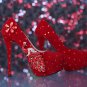 Party Shoes, Prom Shoes,Wedding Shoes--Red Elegant Crystal Rhinestone Peafowl Bridal High Heels