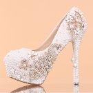 Party Shoes, Prom Shoes, Bridal Shoes--Full Pearls with Elegant Crystal Peafowl Platform Shoes