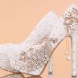 Party Shoes, Prom Shoes, Bridal Shoes--Full Pearls with Elegant Crystal Peafowl Platform Shoes