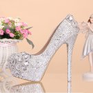 Party Shoes, Platform Shoes, Bridal Shoes--Elegant Mixed Size Crystal Pattern Wedding Shoes