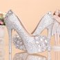Party Shoes, Platform Shoes, Bridal Shoes--Elegant Mixed Size Crystal Pattern Wedding Shoes