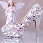 Prom Shoes, Bridal Shoes, Wedding Shoes--Sweet Pink Crystal Rhinestone Pattern Platform Shoes