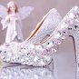Prom Shoes, Bridal Shoes, Wedding Shoes--Sweet Pink Crystal Rhinestone Pattern Platform Shoes