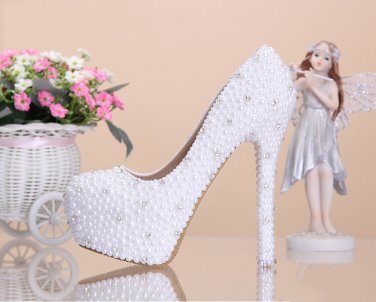Party Shoes, Bridal Shoes, Wedding Shoes--Elegant Mixed Pearls with Crystal Rhinestone Pumps