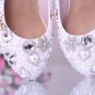 Evening Shoes, Party Shoes , Bridal Shoes-Princess Pearls with Crystal Rhinestone Flower Prom Shoes