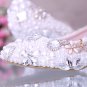 Evening Shoes, Party Shoes , Bridal Shoes-Princess Pearls with Crystal Rhinestone Flower Prom Shoes