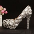 Women Shoes, Bridal Shoes , Prom Shoes--Elegant Big Crystal Rhinestone Pattern Wedding Pumps
