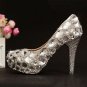 Women Shoes, Bridal Shoes , Prom Shoes--Elegant Big Crystal Rhinestone Pattern Wedding Pumps
