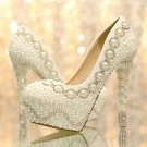 Party Shoes, Wedding Heels, Bridal Shoes--Elegant Pearls and Crystal Rhinestone Wedding Shoes