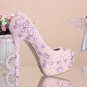Wedding Shoes, Bridal Heels, Party Shoes-Pink Pearls with Crystal Rhinestone Flower Prom Shoes