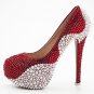 Bridal Shoes, Wedding Heels, Prom Shoes--Pearls with Claret Red Crystal Rhinestone Party Shoes