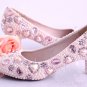 Party Shoes, Prom Shoes, Bridal Shoes, Wedding Shoes--Pink Heart Pearls with Crystal Bridal Pumps