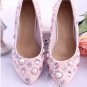 Party Shoes, Prom Shoes, Bridal Shoes, Wedding Shoes--Pink Heart Pearls with Crystal Bridal Pumps