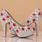 Party Shoes, Prom Shoes, Wedding Shoes--Mixed Clear and Red Crystal Rhinestone Bridal Heels