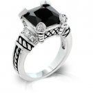 Jet Black Eyes Antique Ring Size 8