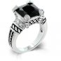 Jet Black Eyes Antique Ring Size 8