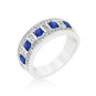 Blue and Clear Encrusted Cubic Zironia Ring Size 8