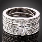 3-in-1  Crystal CZ 18K White Gold GP Engagement Wedding Band Ring Size 6
