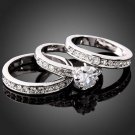 3-in-1  Crystal CZ 18K White Gold GP Engagement Wedding Band Ring Size 9