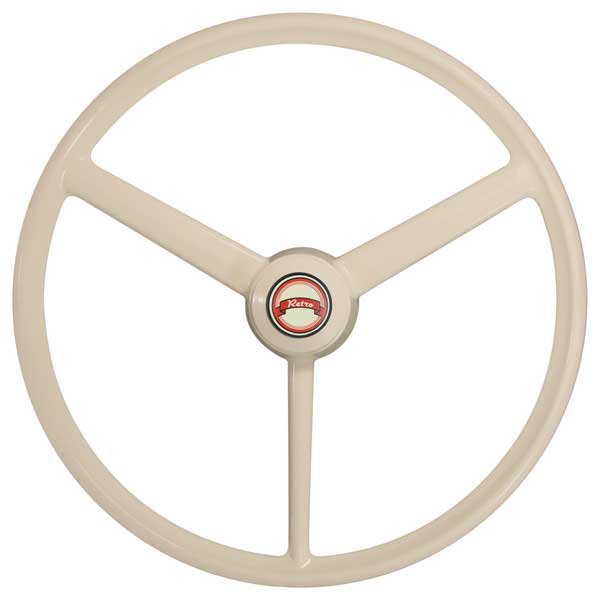 3 Spoke Ivory Retro Style Steering Wheel 20"