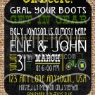 Green Tractor Baby Shower Tan Invites DIGITAL FILE - PRINTABLE