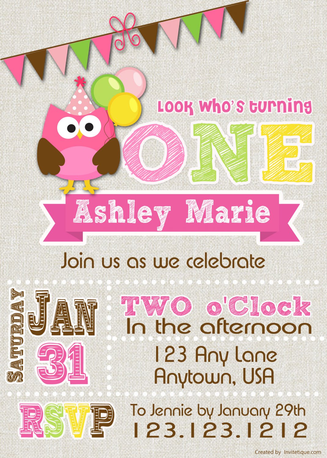 Owl Invitation - birthday invitation any age birthday invite in owl theme-