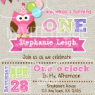 Pink Owl Invitation - birthday invitation any age birthday invite in owl theme-