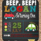 Cute Cars Transportation Birthday invitations | Printable |Birthday Invitations