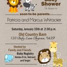 Zoo, Jungle, Safari Animals Pink Polka Dots Baby Shower Invitation - Customizable - Printable