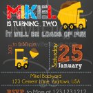 Yellow Construction invitation in chalkboard - construction birthday party decorations
