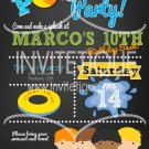 Boy Pool Party Birthday Bash Invitation, End of School Bash, Summer Party Invitation
