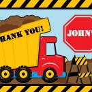 Red Dump Truck Construction Zone Thank you notes