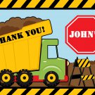 Green Dump Truck Construction Zone Thank you notes