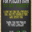 Green Tractor Golden yellow Burlap Thank you notes