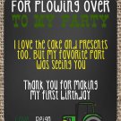 Green Tractor Golden Brown Burlap Thank you notes