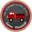 Firetruck Burlap Circle Favor Tags