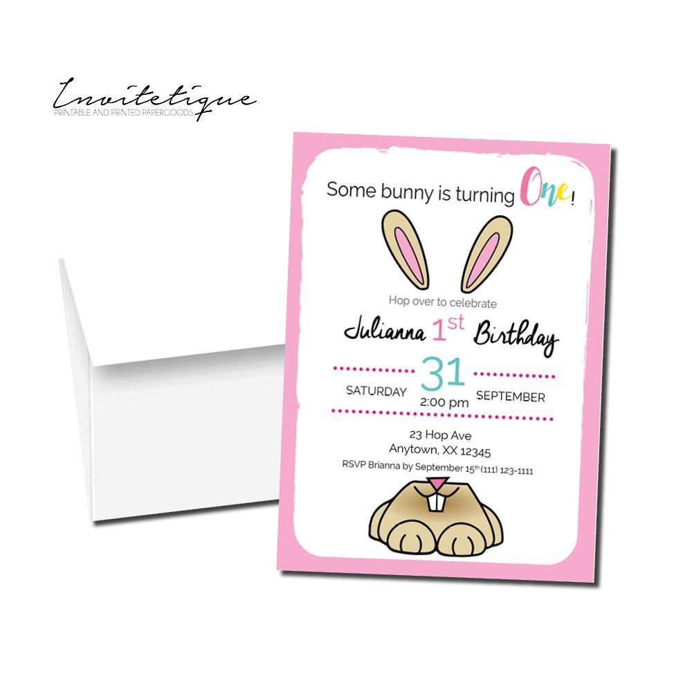 SOME BUNNY BIRTHDAY INVITATION - Tan