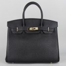 HERMES BIRKIN BLACK 30cm Gold Harware Handbag