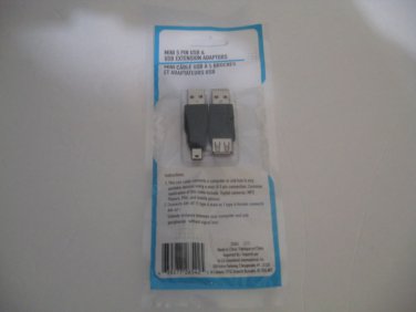 MINI 5 PIN USB USB EXTENSION ADAPTERS - PACK OF 2