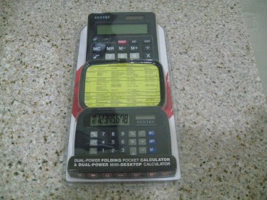 SENTRY DUAL POWER FOLDING POCKET CALCULATOR&DUALPOWER MINI DESKTOP CALCULATOR