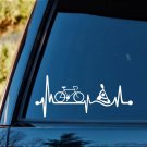 B1157 Bicycle Kayak Heartbeat Lifeline Decal Sticker Hiker Hiking Camper Camping