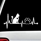 Cat Heartbeat Lifeline Paw Decal Sticker for Car Window laptop 8 Inch BG 147